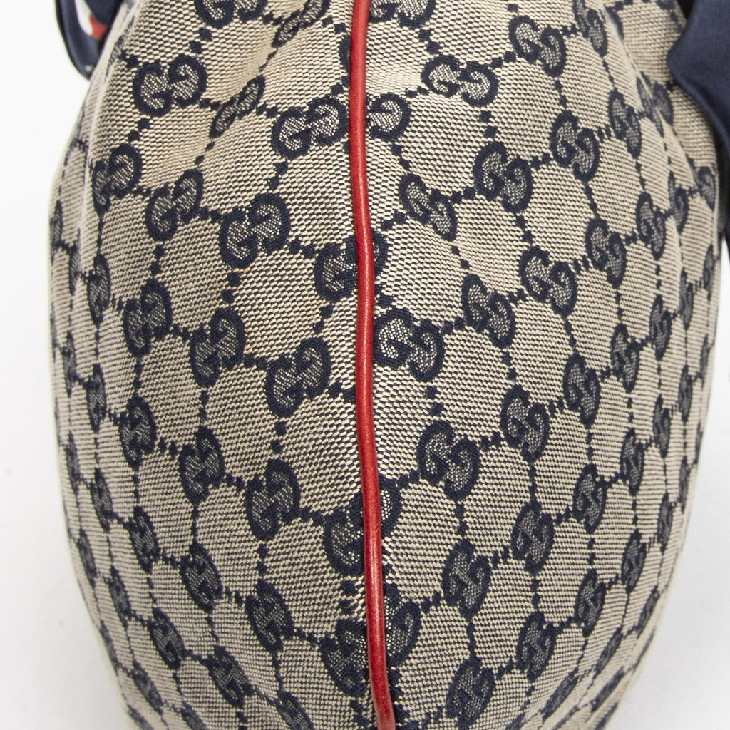 Gucci Small Positano Hobo Beige Red Navy GG Canvas — view 7