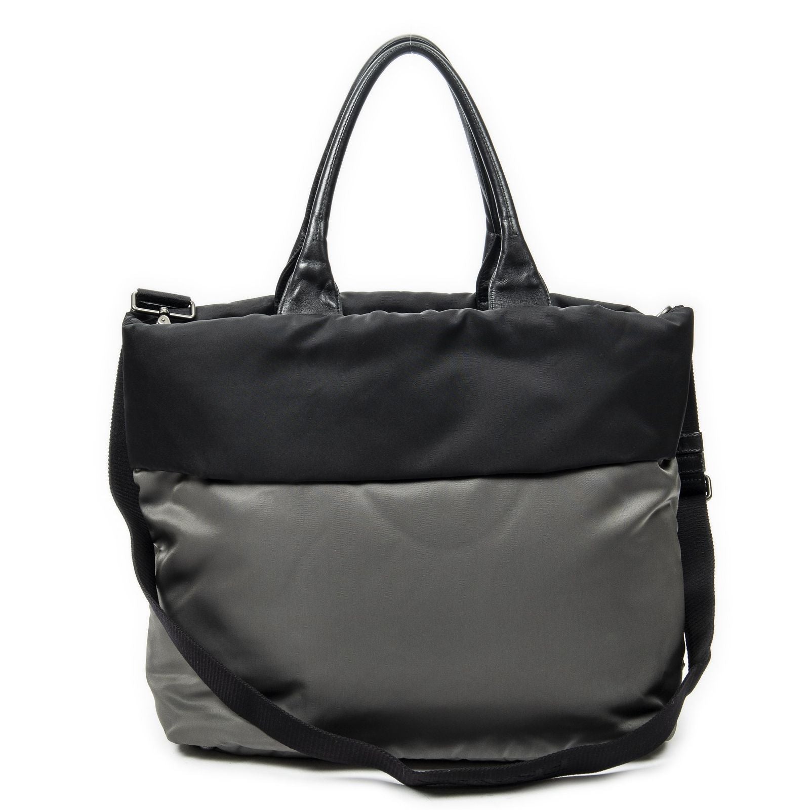Prada Roulis Versible Tote Black Gray Nylon Canvas — view 5