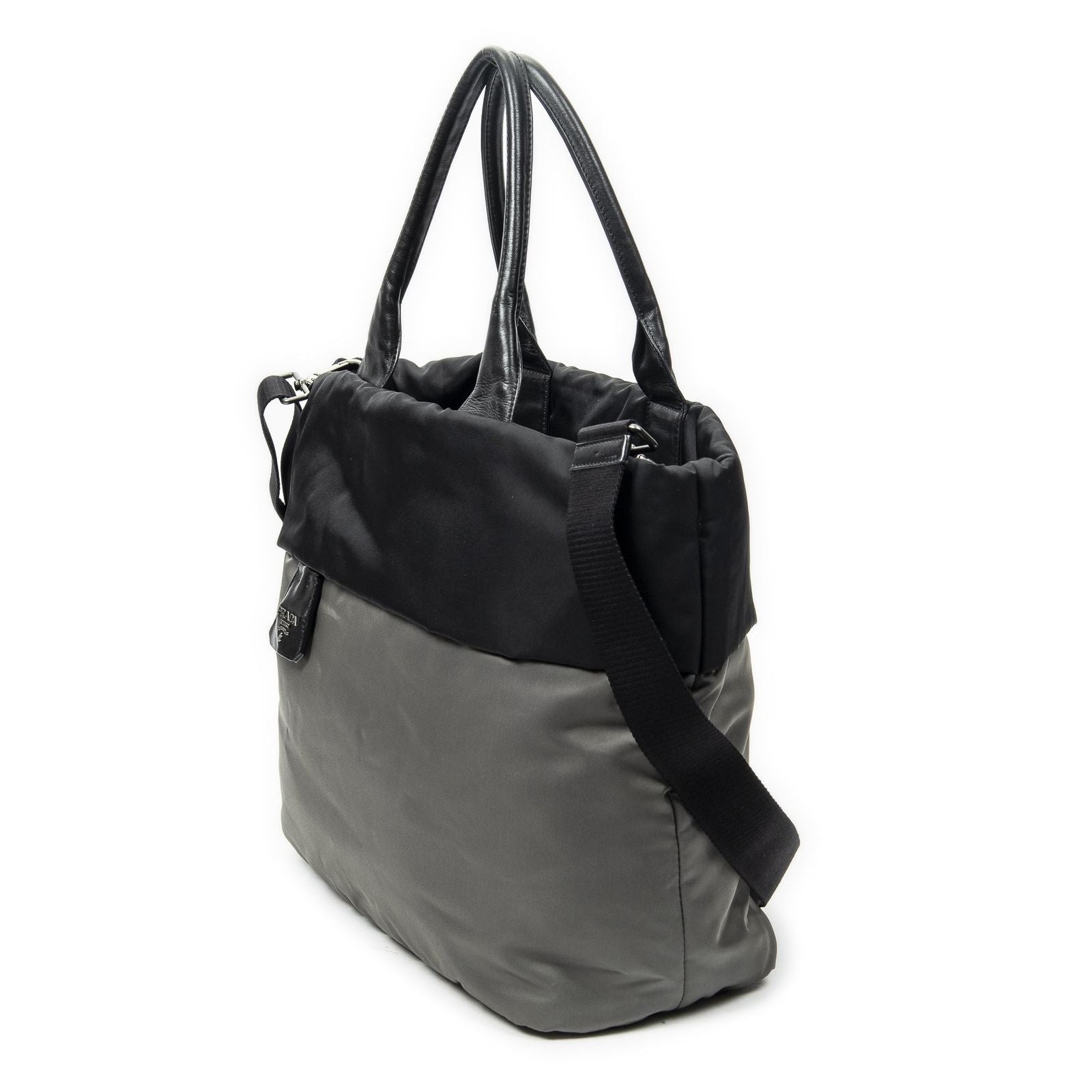 Prada Roulis Versible Tote Black Gray Nylon Canvas — view 2