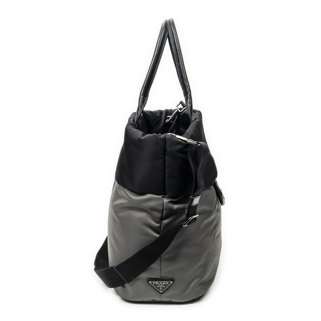 Prada Roulis Versible Tote Black Gray Nylon Canvas — view 4