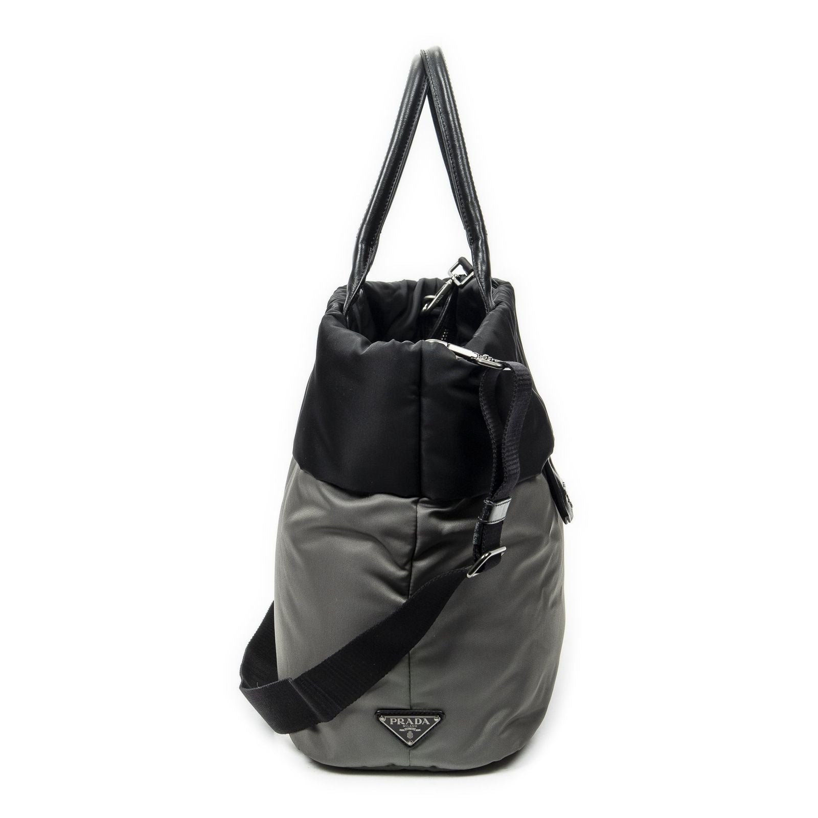 Prada Roulis Versible Tote Black Gray Nylon Canvas — view 4