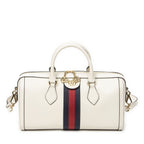 Gucci Medium Ophidia Boston Ivory Gray Calfskin Leather Messenger