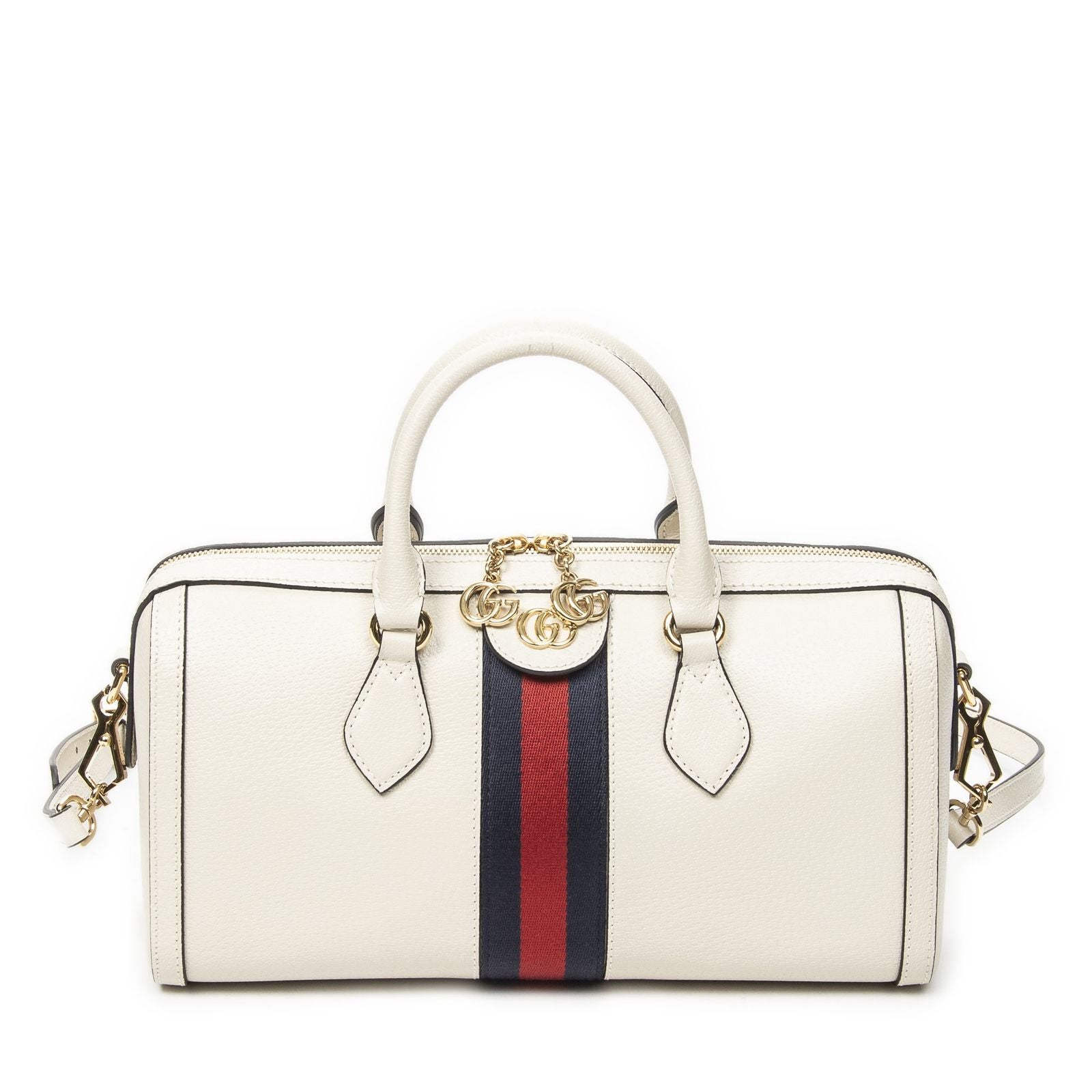 Gucci Medium Ophidia Boston Ivory Gray Calfskin Leather Messenger