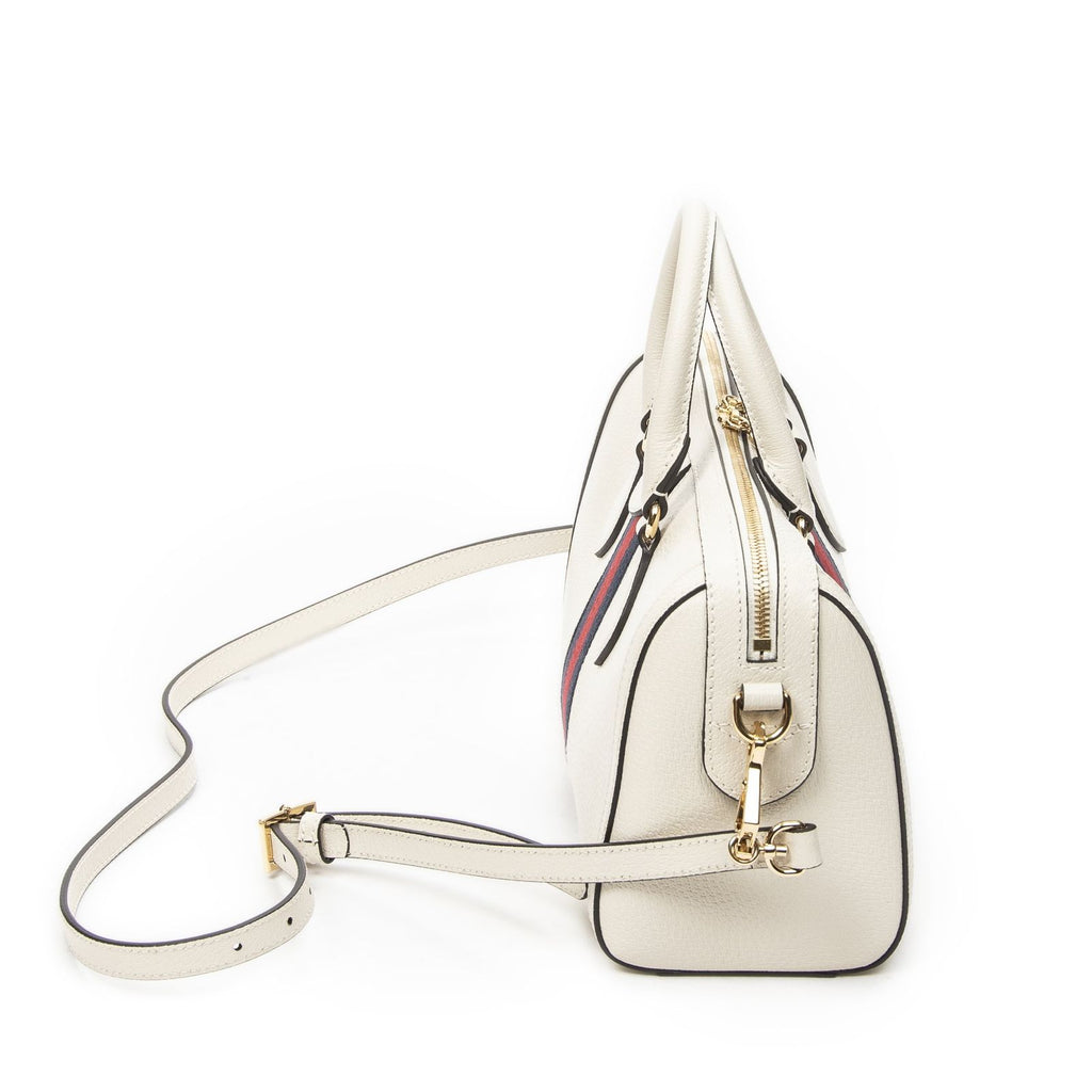 Gucci Medium Ophidia Boston Ivory Gray Calfskin Leather Messenger — view 4