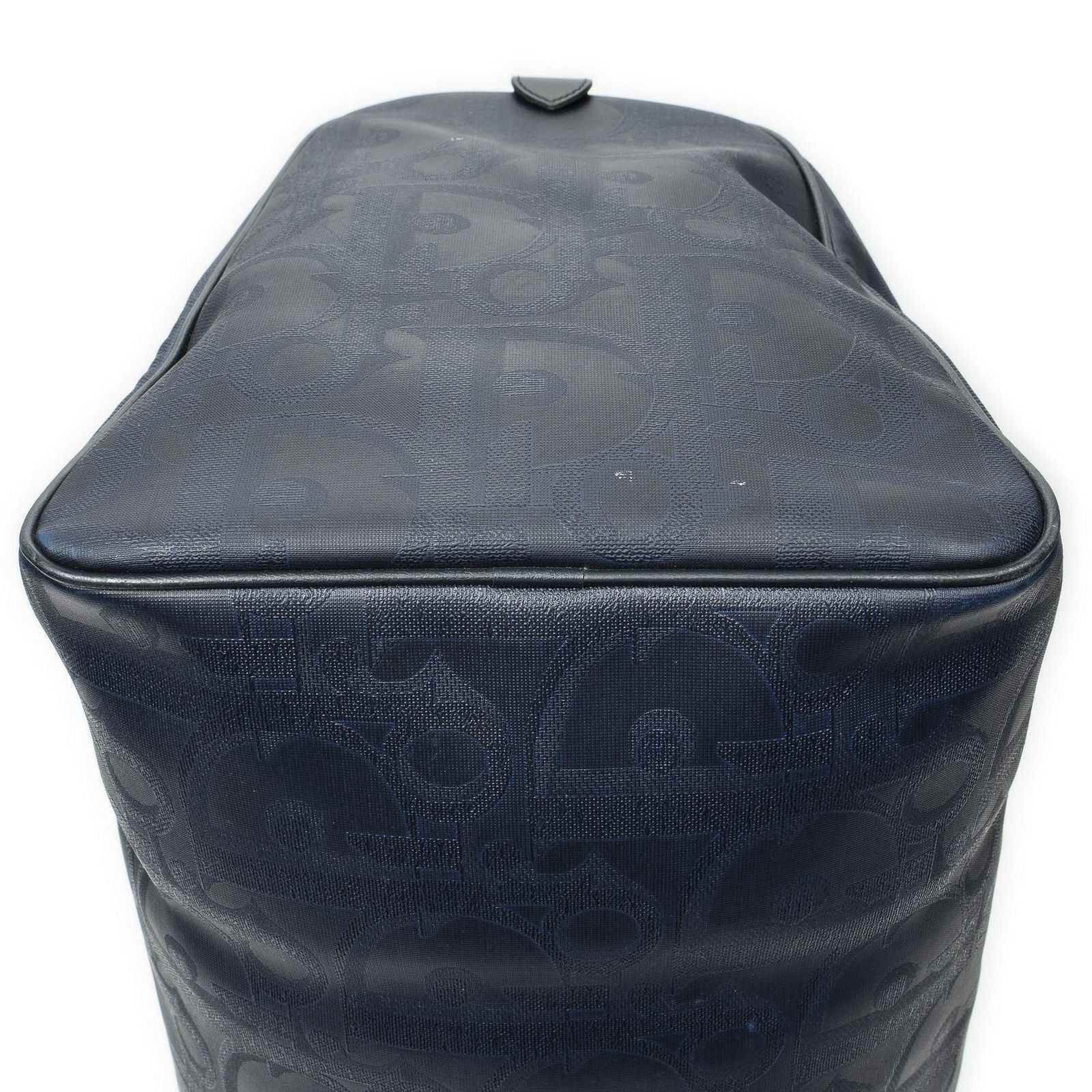 Dior Vintage Large Travel Boston Navy Maxi Trotter Pattern Canvas Shoulder — view 7