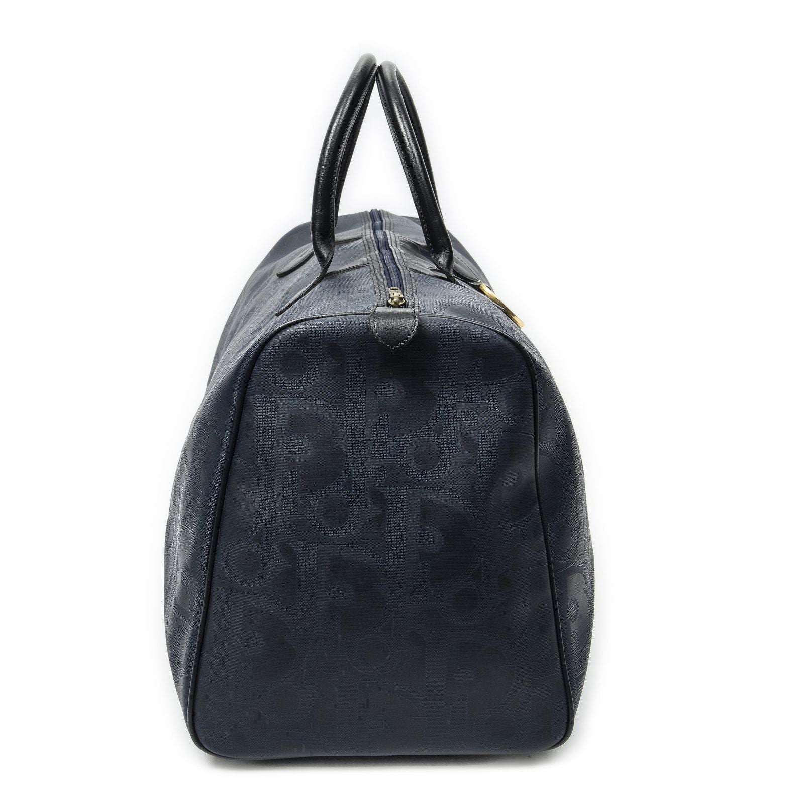 Dior Vintage Large Travel Boston Navy Maxi Trotter Pattern Canvas Shoulder — view 3