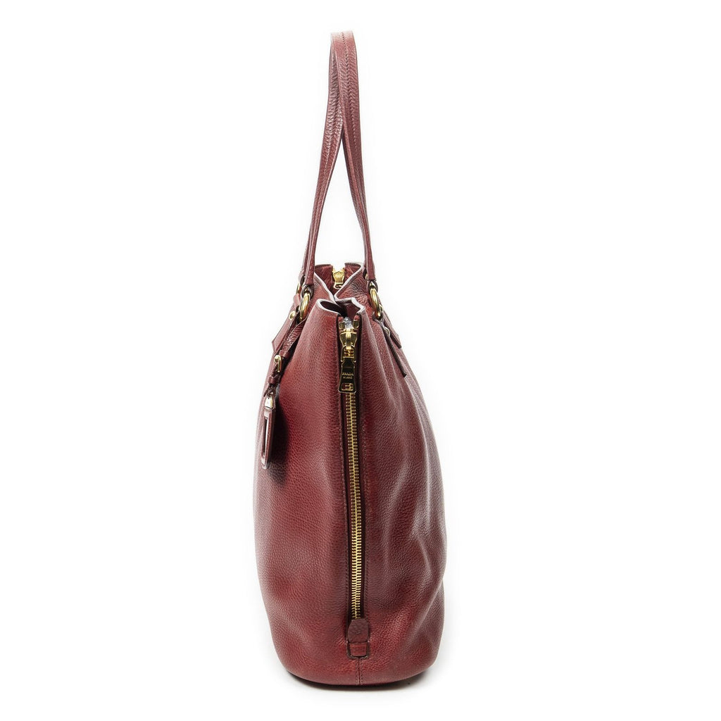 Prada Zip Tote Red Vitello Dyno — view 3