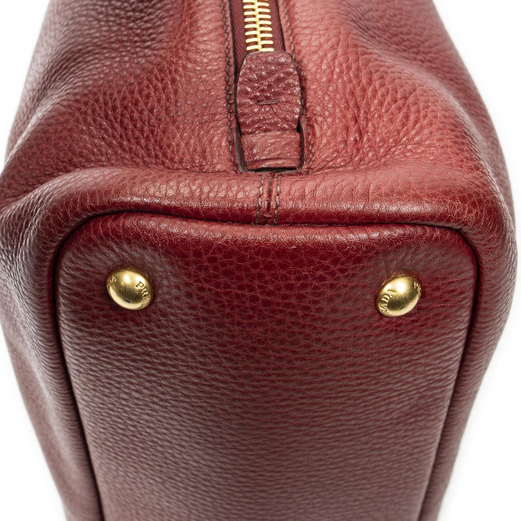 Prada Zip Tote Red Vitello Dyno — view 8