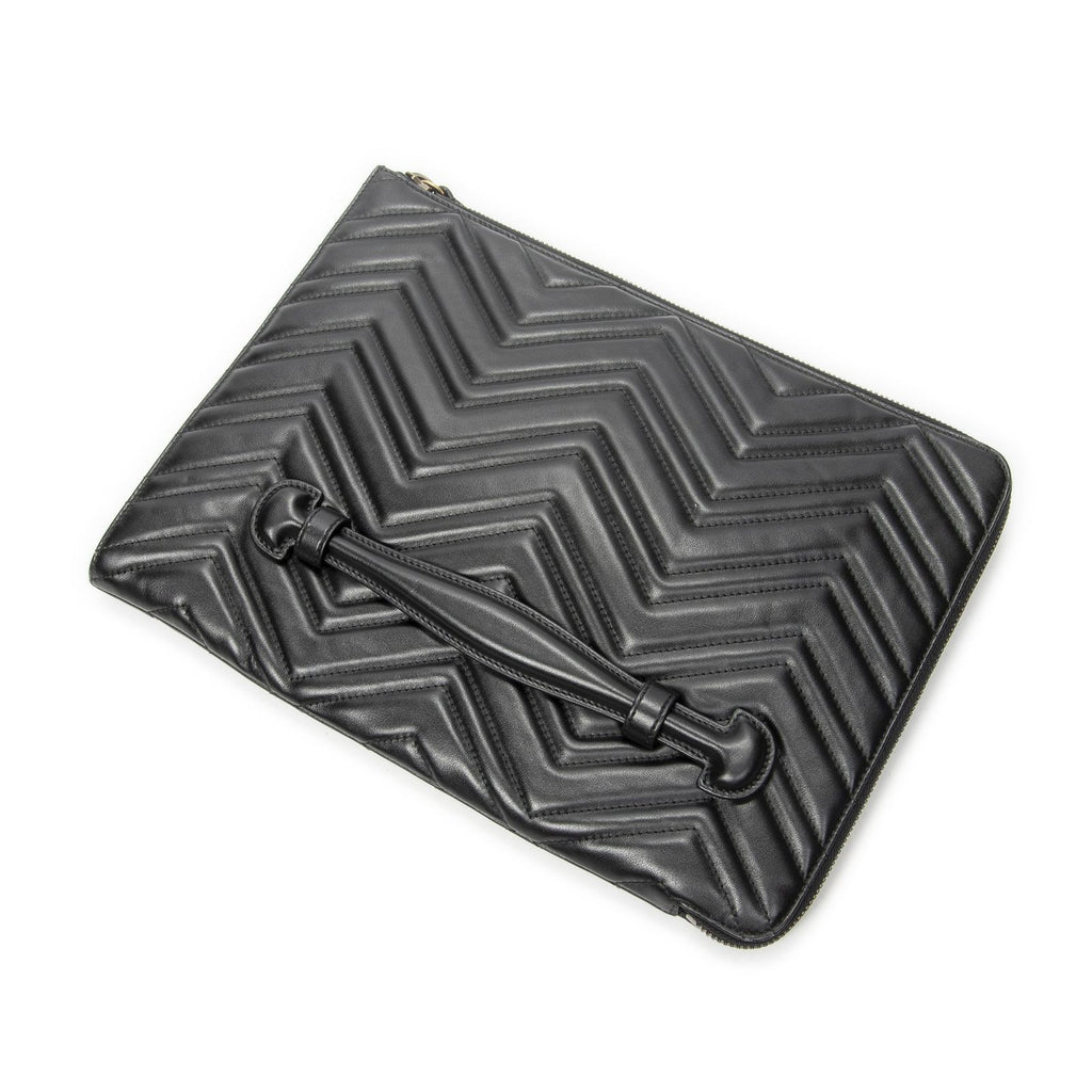 Gucci GG Marmont Zip Clutch Black Matelasse Chez Blanc Leather — view 2