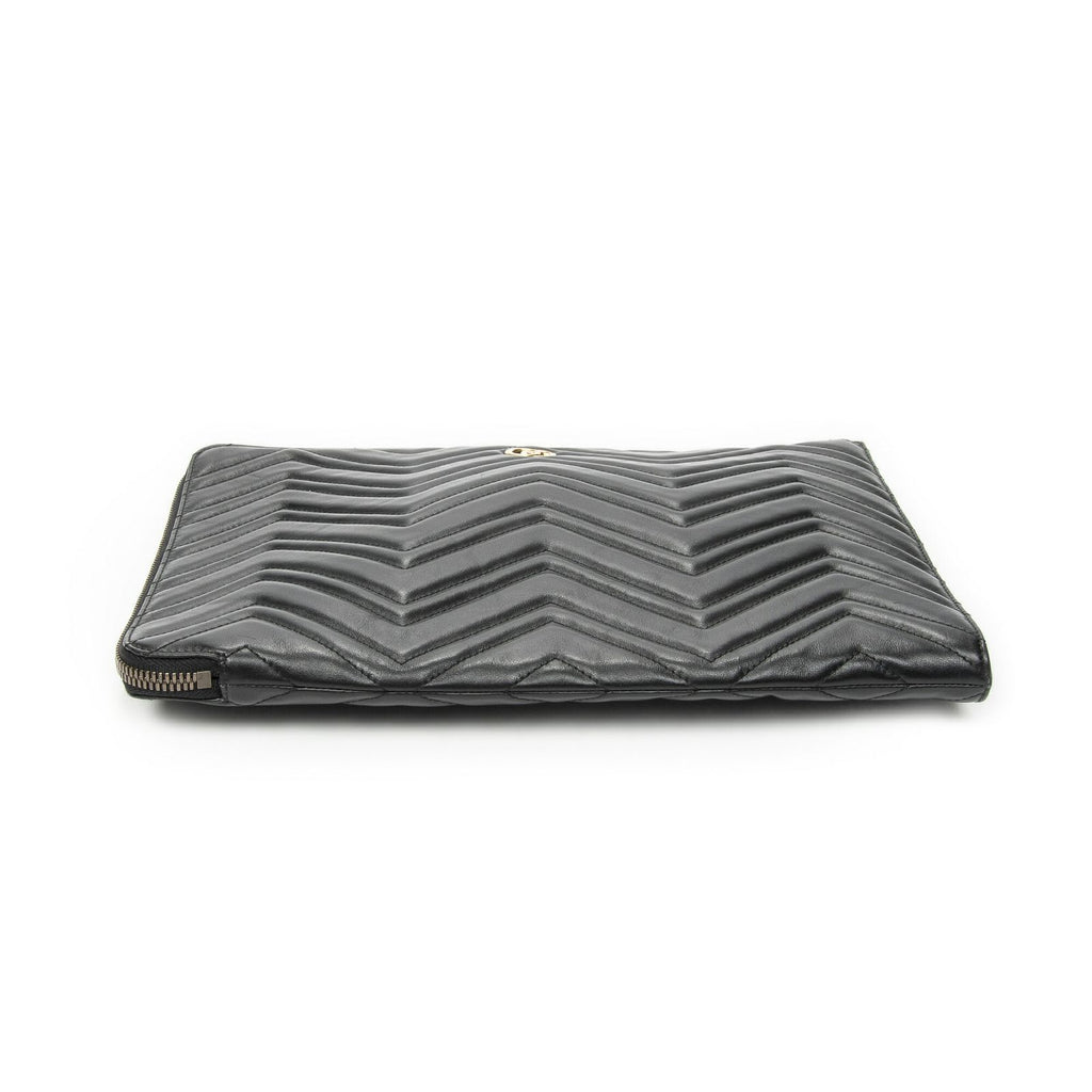 Gucci GG Marmont Zip Clutch Black Matelasse Chez Blanc Leather — view 3