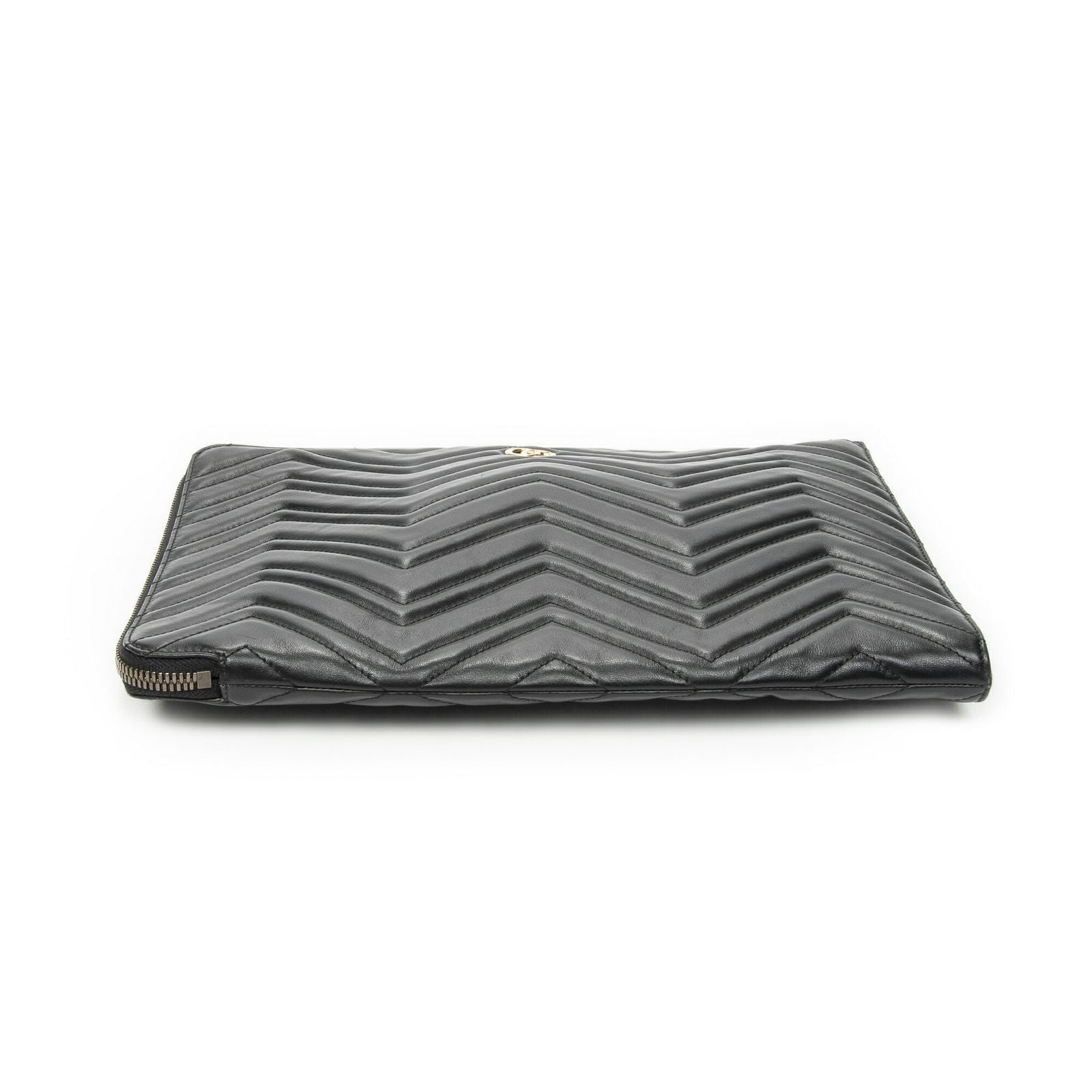 Gucci GG Marmont Zip Clutch Black Matelasse Chez Blanc Leather — view 3