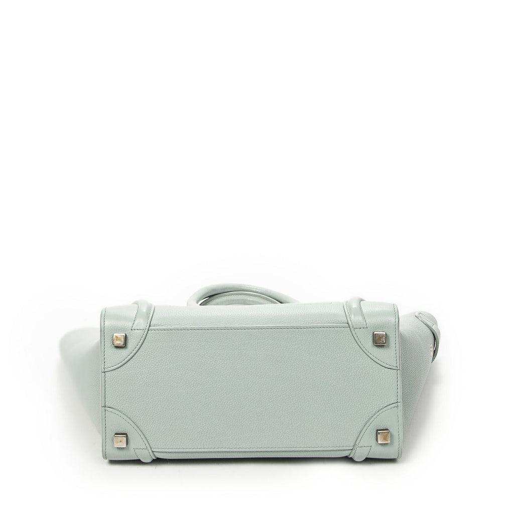 Celine Micro Luggage Light Blue Gray Calfskin Leather — view 6