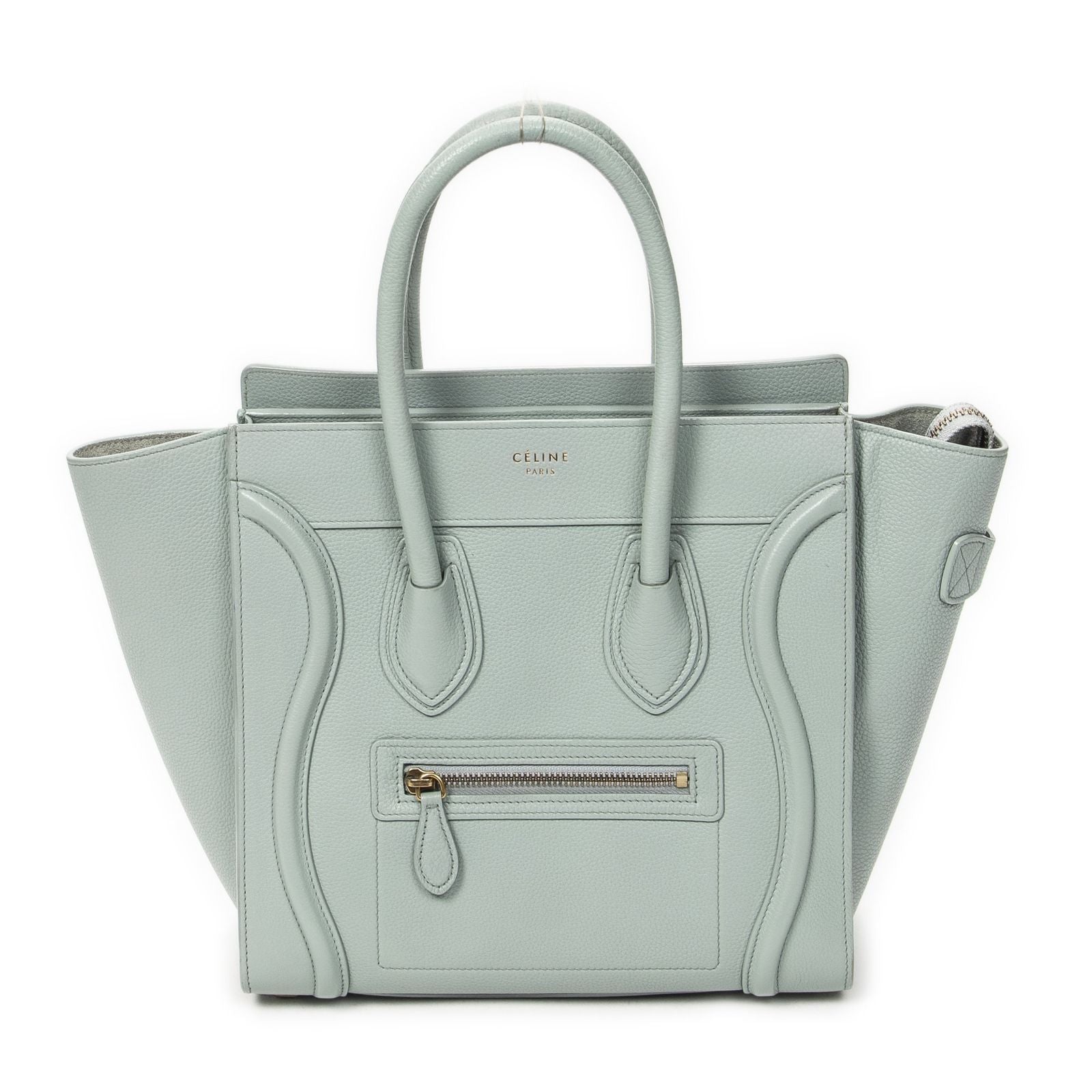 Celine Micro Luggage Light Blue Gray Calfskin Leather