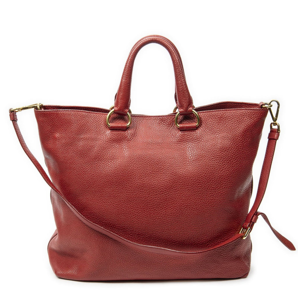 Prada Radio Pun Tote Red Vitello Daino — view 5