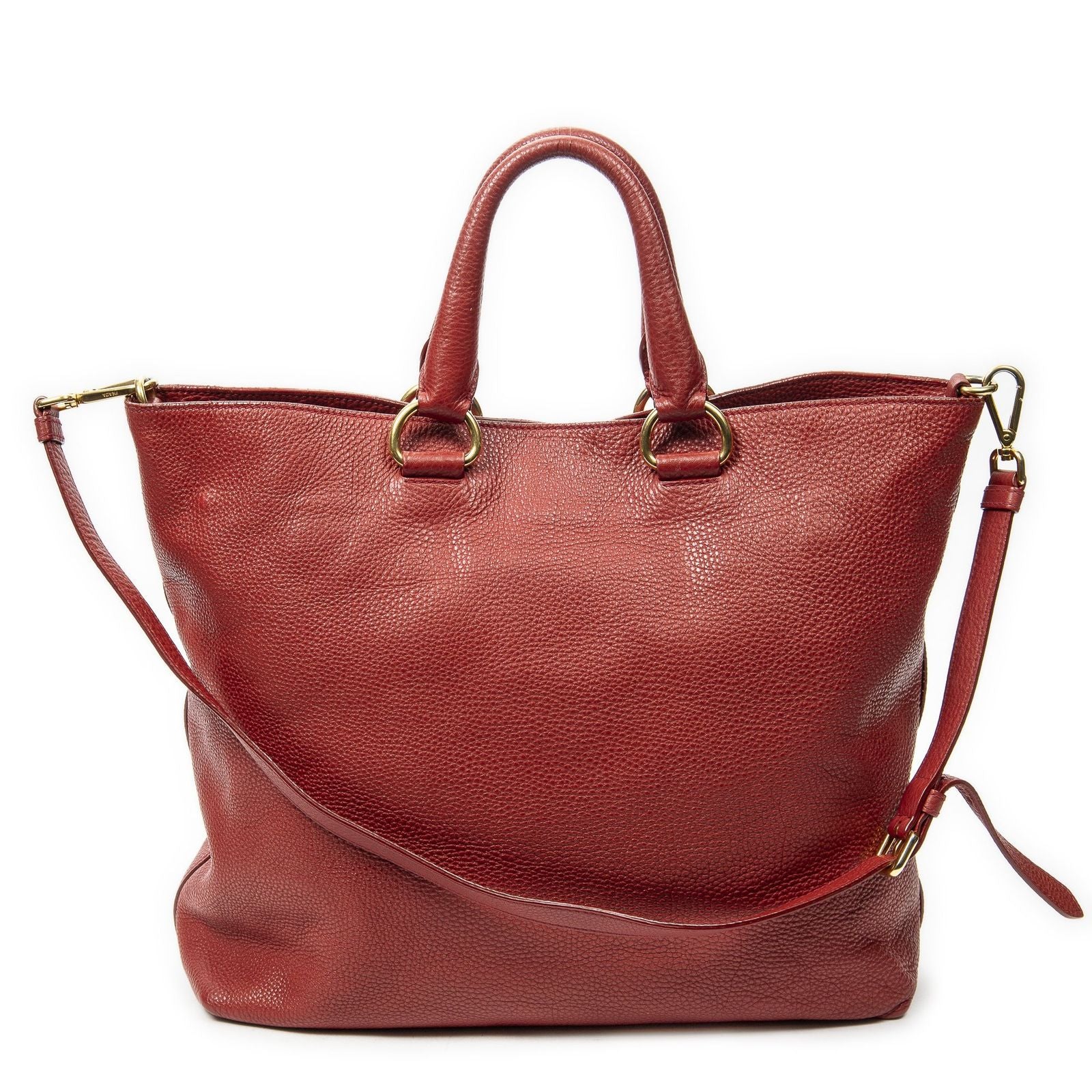 Prada Radio Pun Tote Red Vitello Daino — view 5