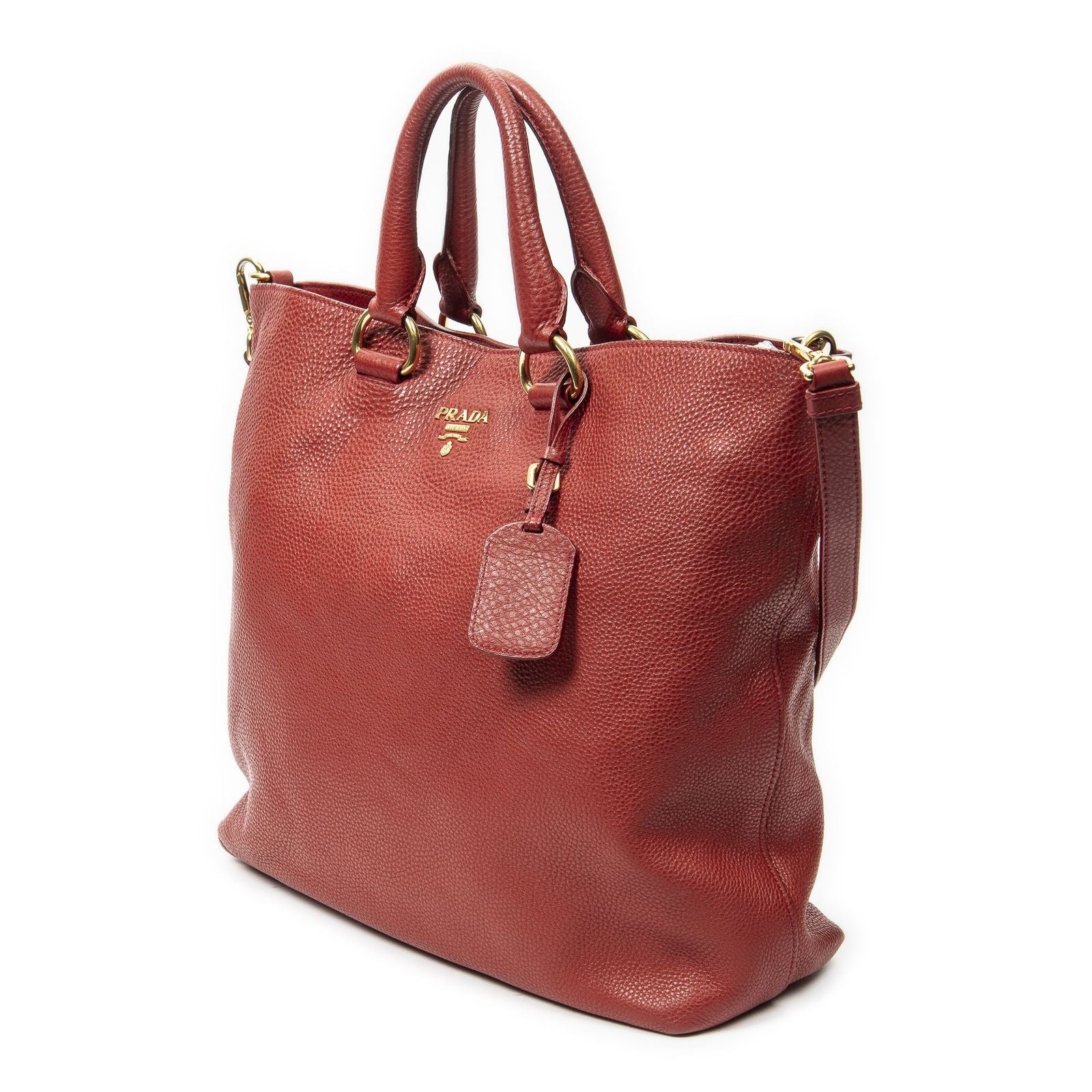 Prada Radio Pun Tote Red Vitello Daino — view 2