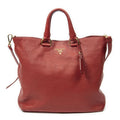 Prada Radio Pun Tote Red Vitello Daino