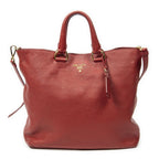 Prada Radio Pun Tote Red Vitello Daino