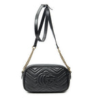 Gucci Small GG Marmont Chain Crossbody Black Matelasse Chez Blanc Leather — view 5