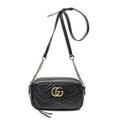 Gucci Small GG Marmont Chain Crossbody Black Matelasse Chez Blanc Leather