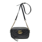 Gucci Small GG Marmont Chain Crossbody Black Matelasse Chez Blanc Leather