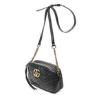 Gucci Small GG Marmont Chain Crossbody Black Matelasse Chez Blanc Leather — view 2