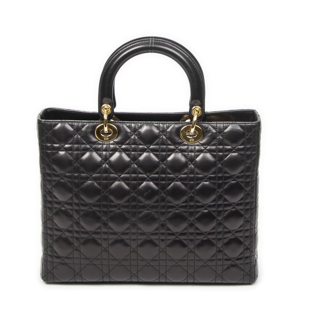 Dior Large Lady Dior Zip Black Canada Lambskin Leather Handbag — view 5
