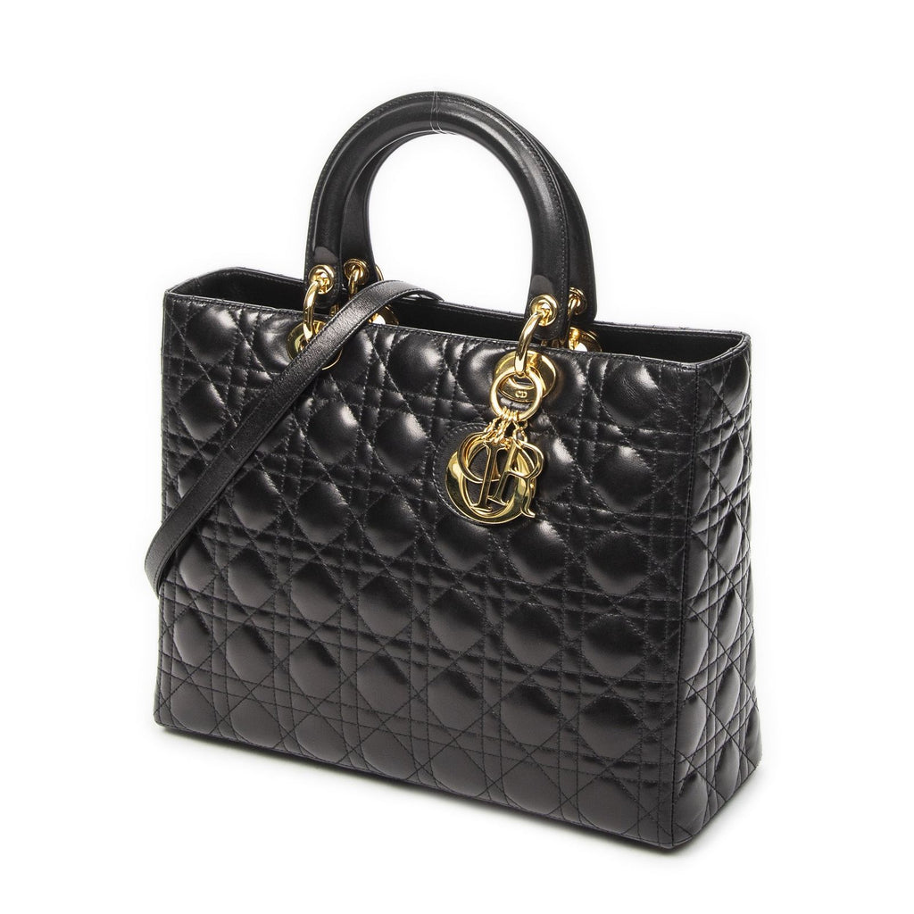 Dior Large Lady Dior Zip Black Canada Lambskin Leather Handbag — view 2