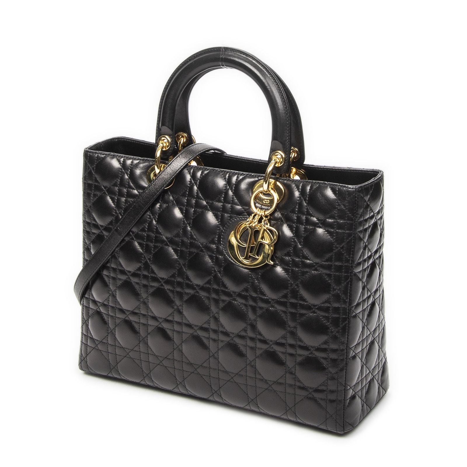 Dior Large Lady Dior Zip Black Canada Lambskin Leather Handbag — view 2