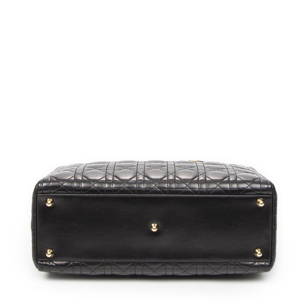 Dior Large Lady Dior Zip Black Canada Lambskin Leather Handbag — view 6