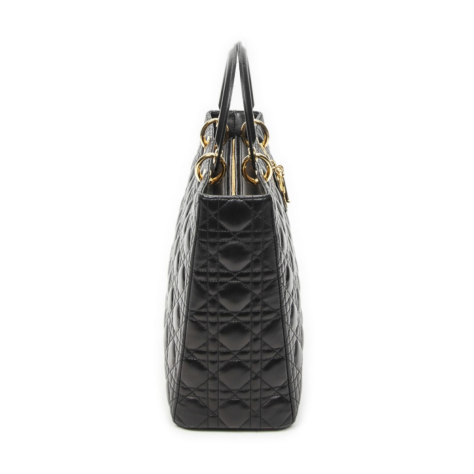 Dior Large Lady Dior Zip Black Canada Lambskin Leather Handbag — view 4