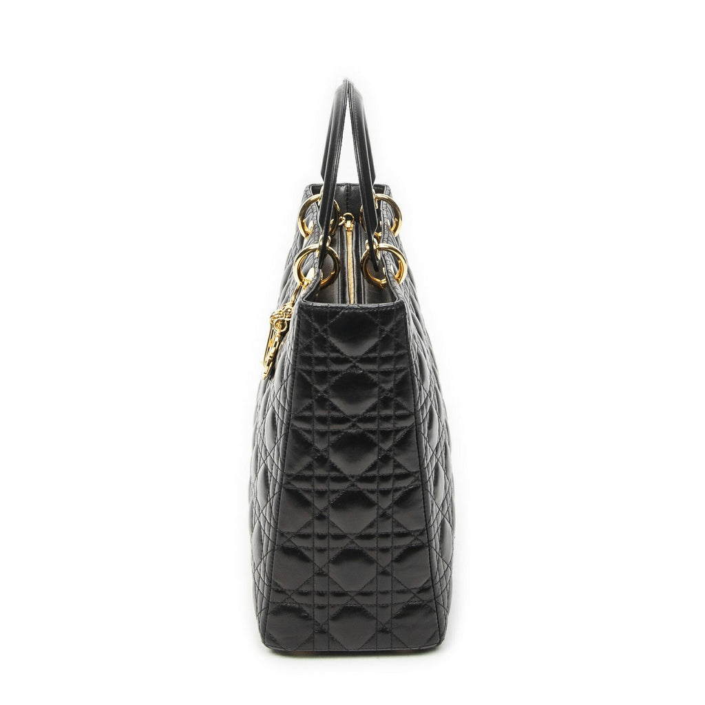 Dior Large Lady Dior Zip Black Canada Lambskin Leather Handbag — view 3