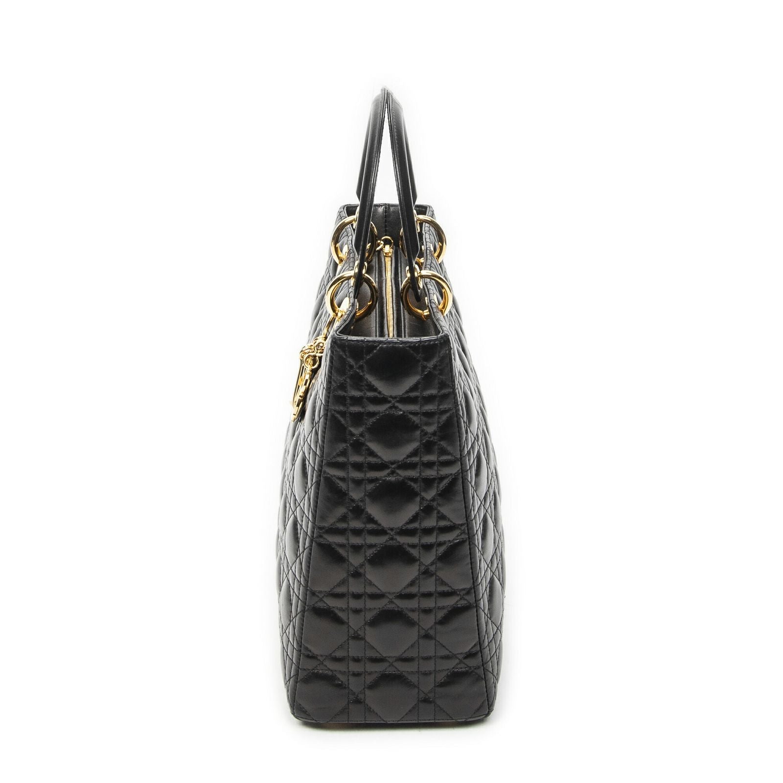Dior Large Lady Dior Zip Black Canada Lambskin Leather Handbag — view 3