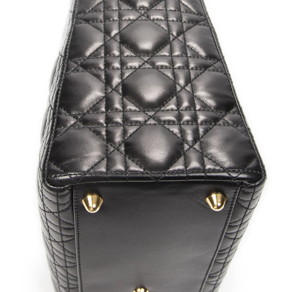 Dior Large Lady Dior Zip Black Canada Lambskin Leather Handbag — view 8
