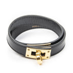 Hermes Kelly Double Tour Bracelet Black Box Leather