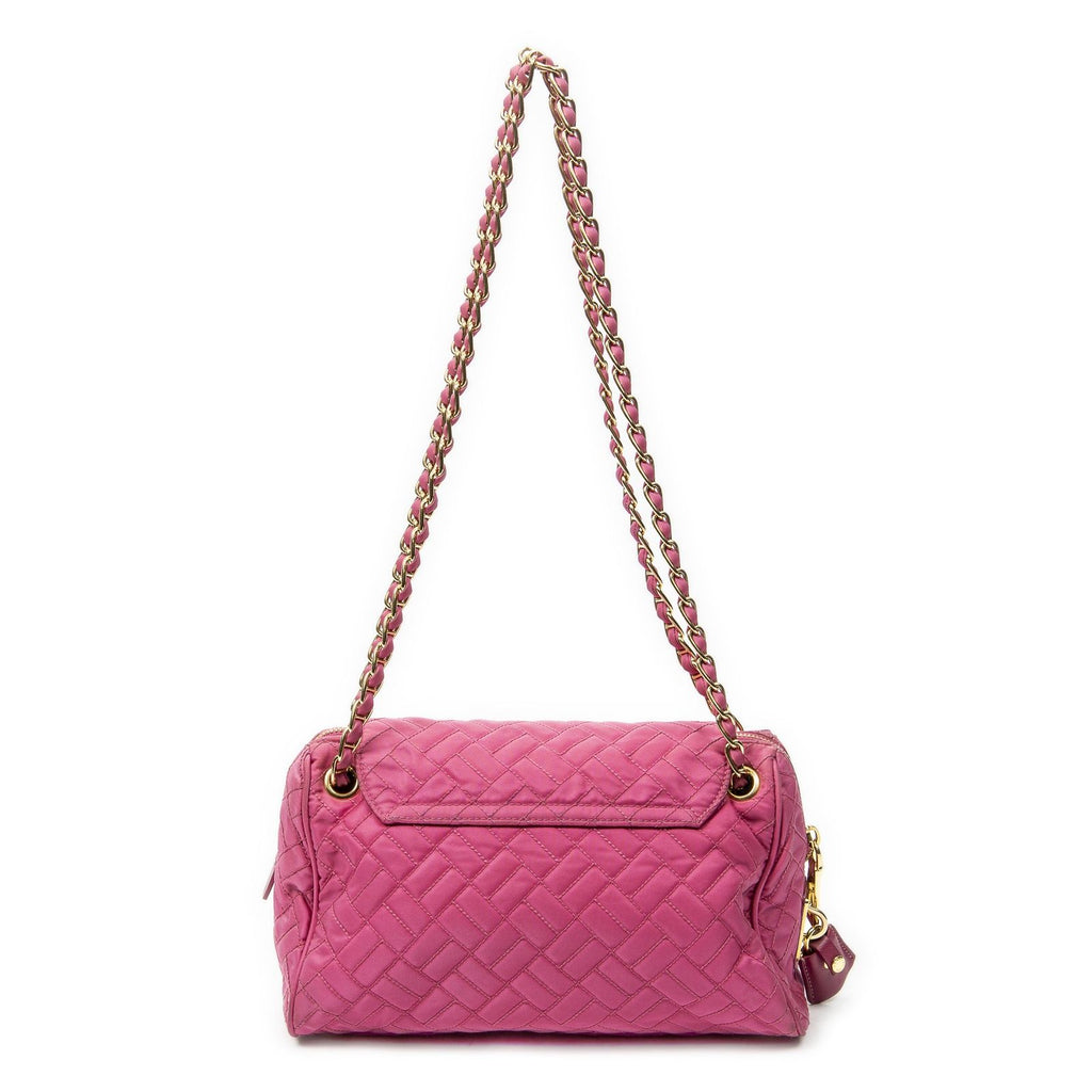 Prada Chain Shoulder Pink Matelasse Nylon Canvas Messenger — view 5