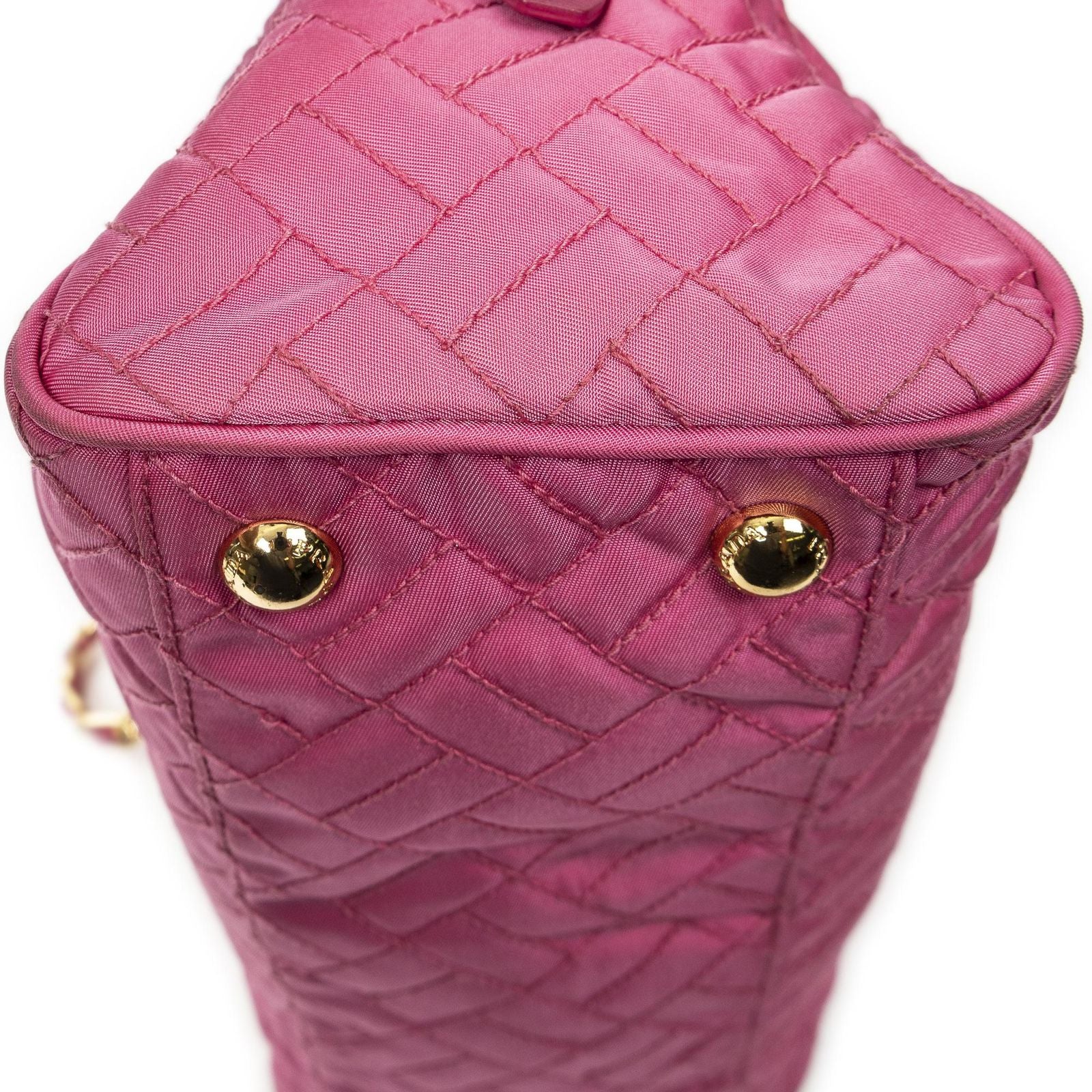 Prada Chain Shoulder Pink Matelasse Nylon Canvas Messenger — view 8