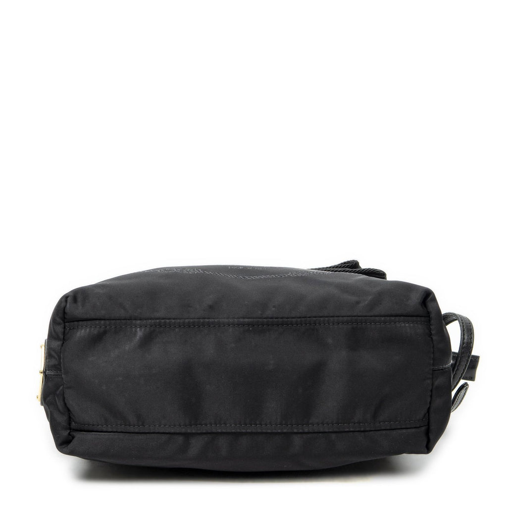 Prada Ribbon Tote Black Nylon Canvas — view 6