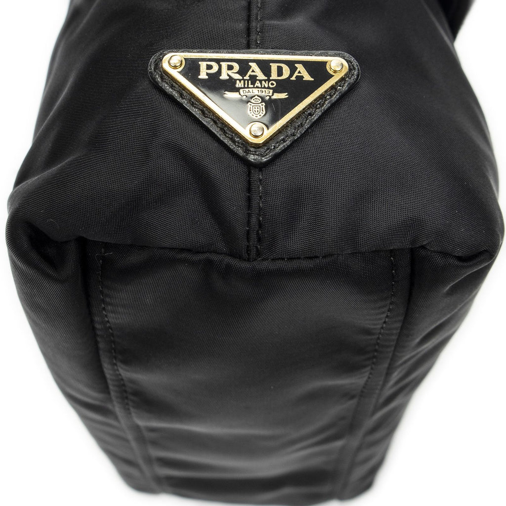 Prada Ribbon Tote Black Nylon Canvas — view 7