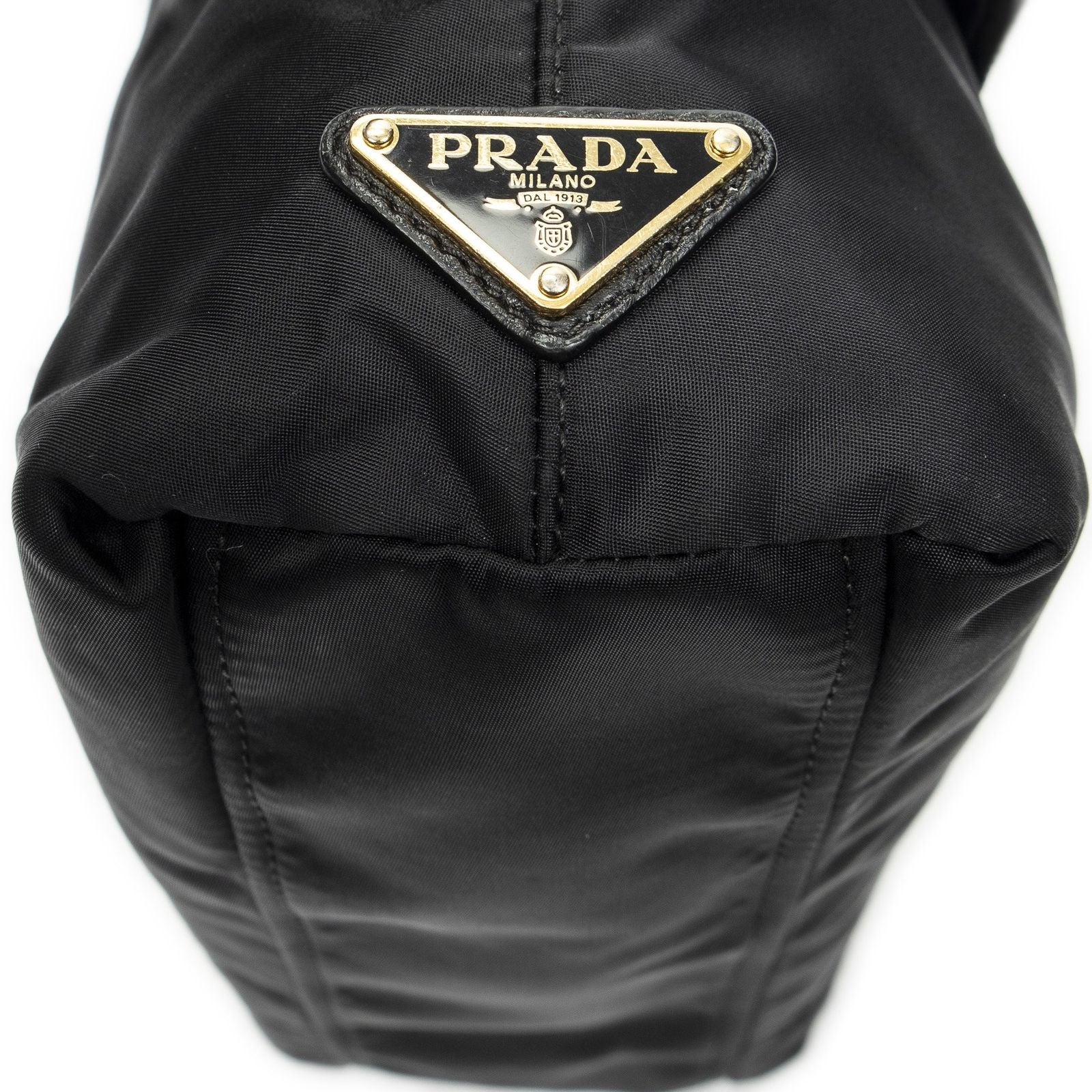 Prada Ribbon Tote Black Nylon Canvas — view 7