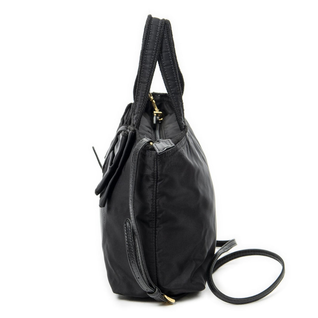Prada Ribbon Tote Black Nylon Canvas — view 3