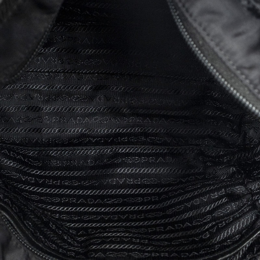 Prada Ribbon Tote Black Nylon Canvas — view 9