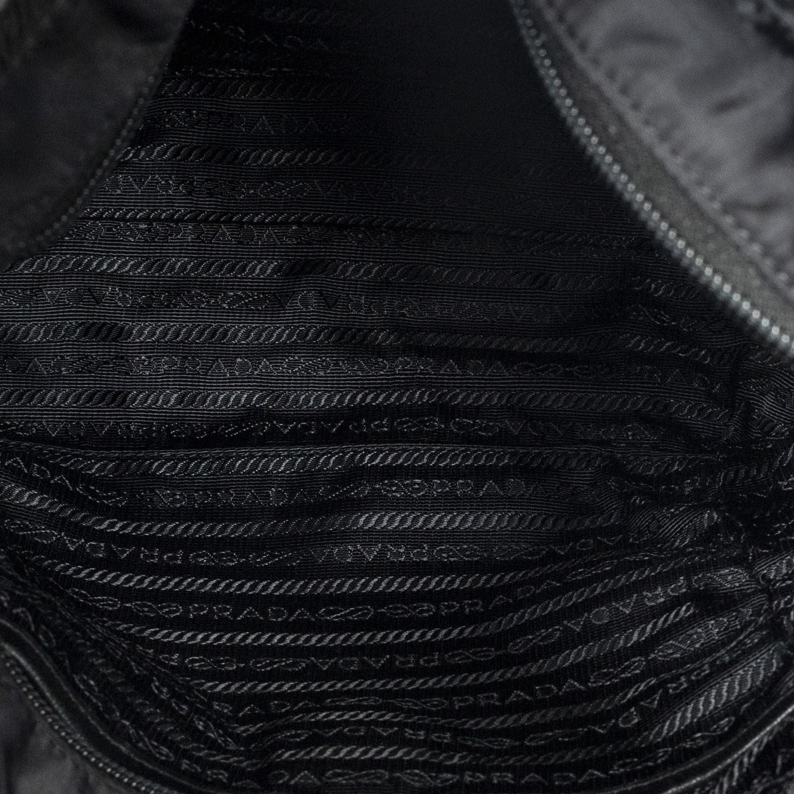 Prada Ribbon Tote Black Nylon Canvas — view 9