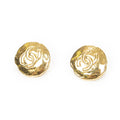 Chanel CC Logo Round Clip Type Earrings Gold Plated