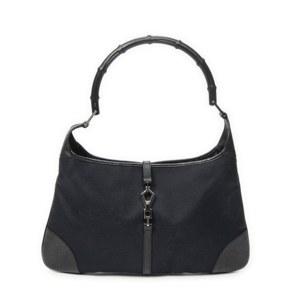Gucci Bamboo Jackie Hobo Black Canvas