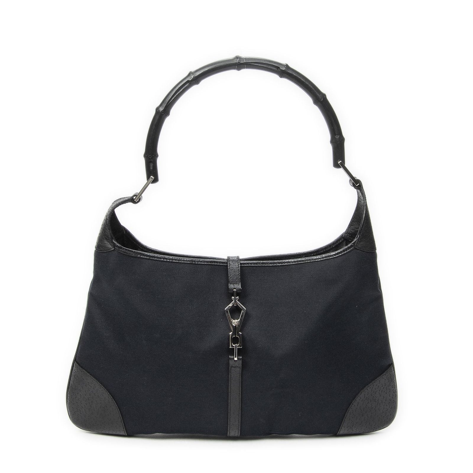 Gucci Bamboo Jackie Hobo Black Canvas