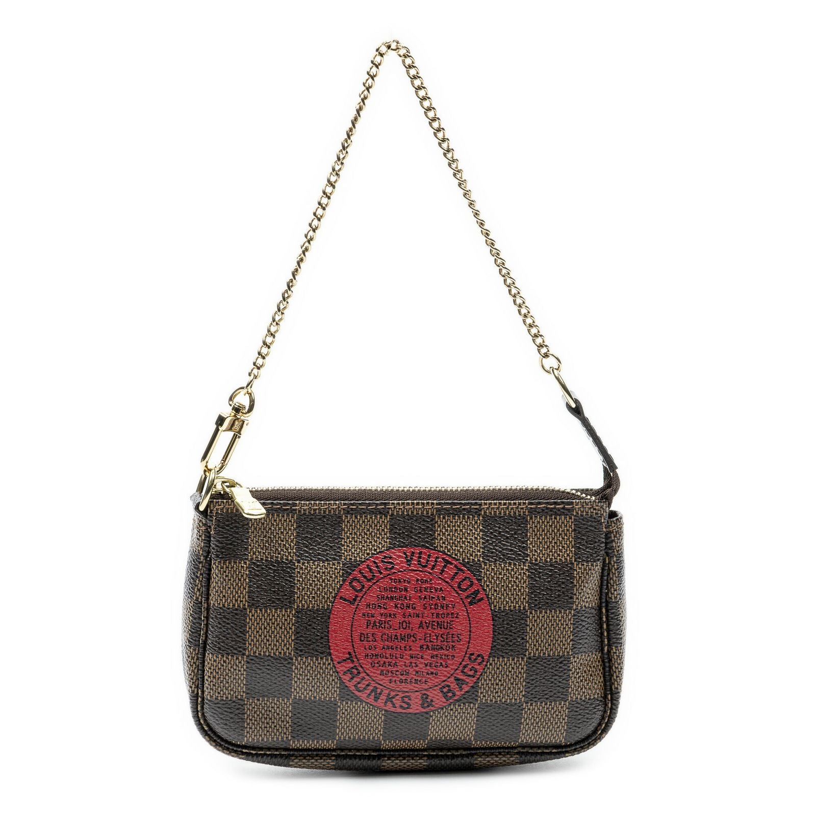 Louis Vuitton Mini Pochette Brown Red Damier Ebene