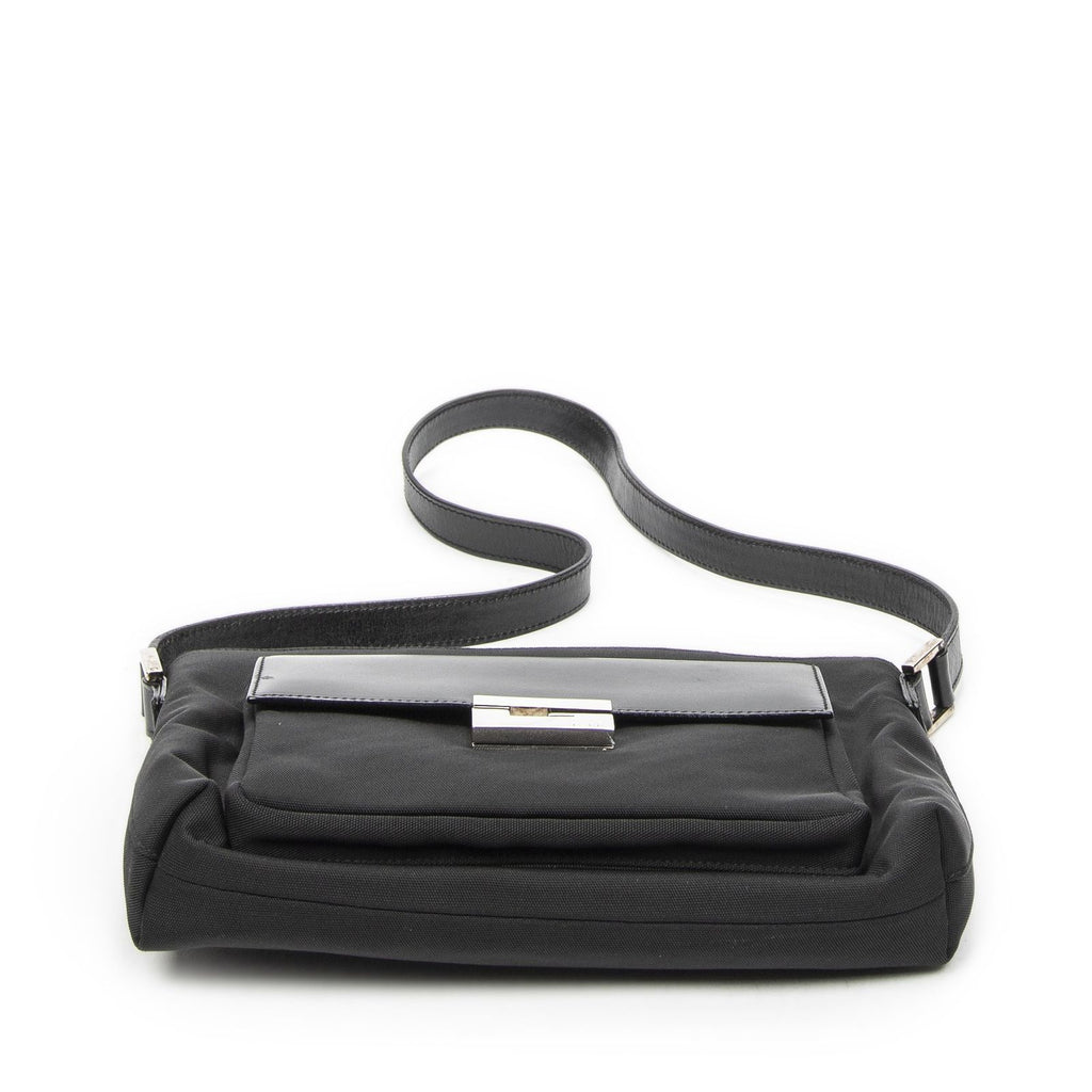 Gucci g Push Lock Shoulder Tote Black Nylon Canvas — view 6