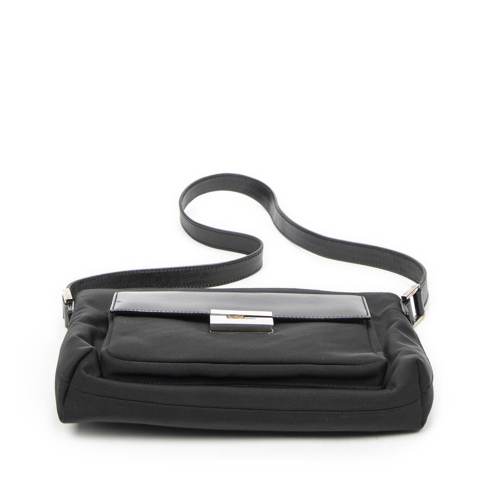 Gucci g Push Lock Shoulder Tote Black Nylon Canvas — view 6