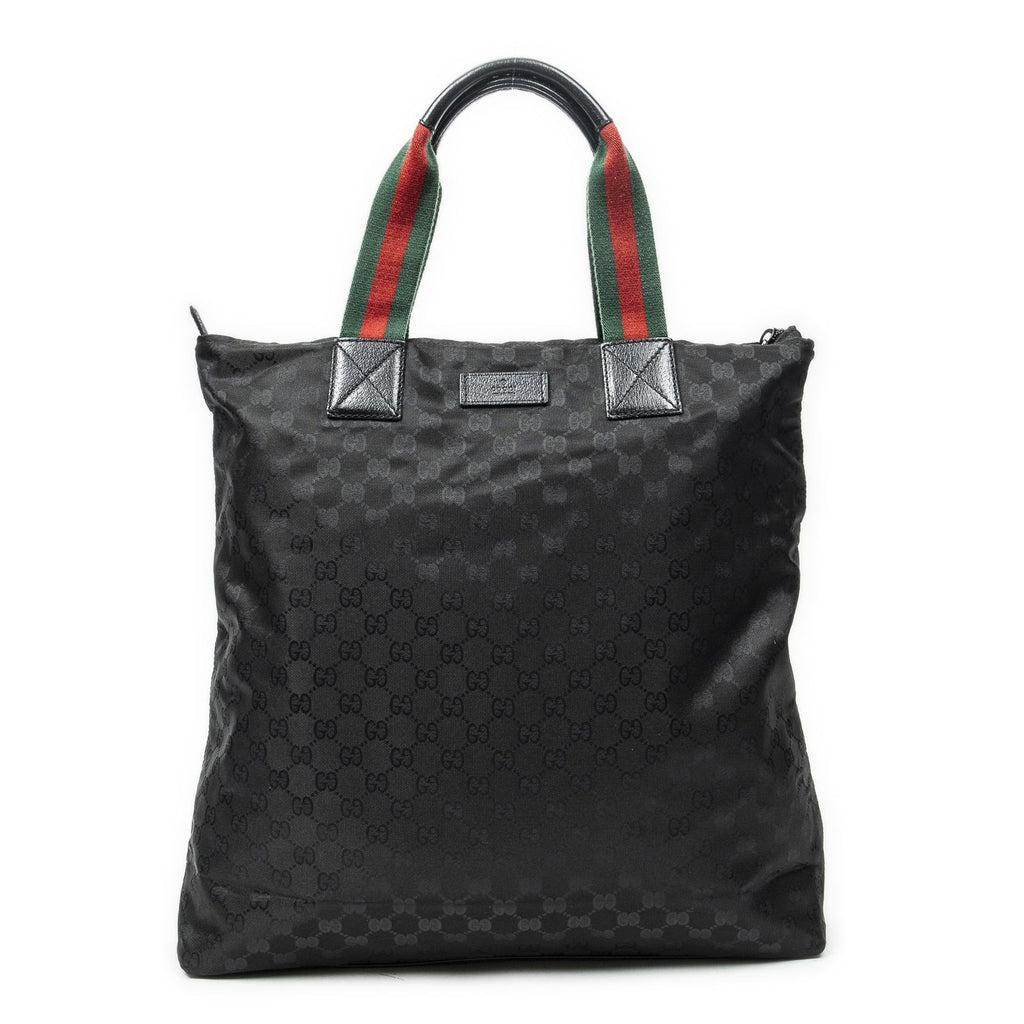 Gucci Vertical Tote Black GG Nylon Canvas